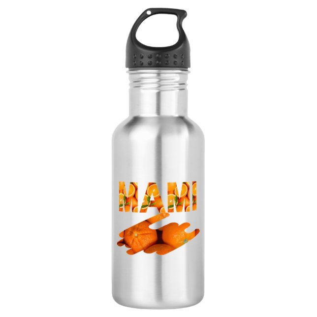 Botella De Agua Arte de tipografía naranja MAMI (Anverso)