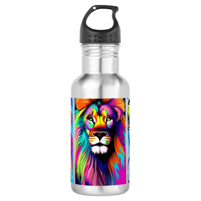 Botella De Agua Arte digital de los leones coloridos (Anverso)