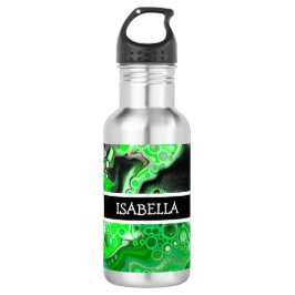 Botella De Agua Arte digital de mármol verde personalizado