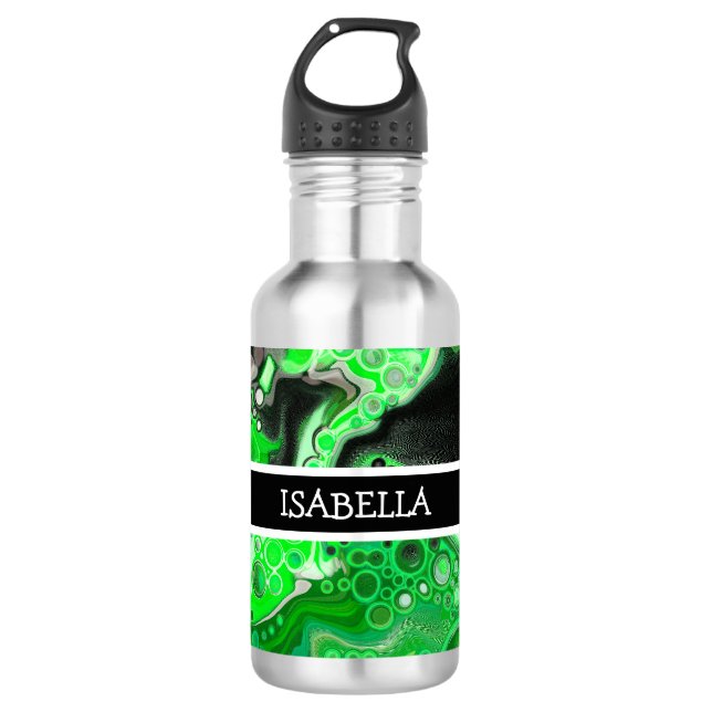 Botella De Agua Arte digital de mármol verde personalizado (Anverso)