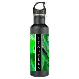 Botella De Agua Arte digital de mármol verde personalizado