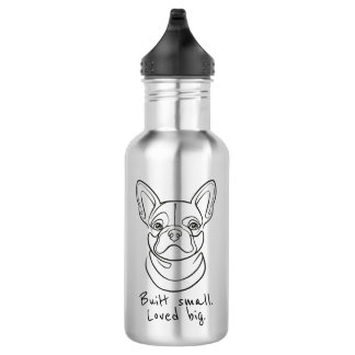Botella De Agua Arte en línea de Bulldog Francés. Construido peque
