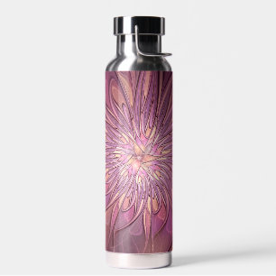 Botella De Agua Arte floral fractal moderno abstracto colores de b