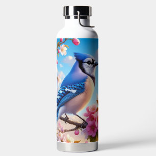 Botella De Agua Arte floral/primaveral de Jay azul