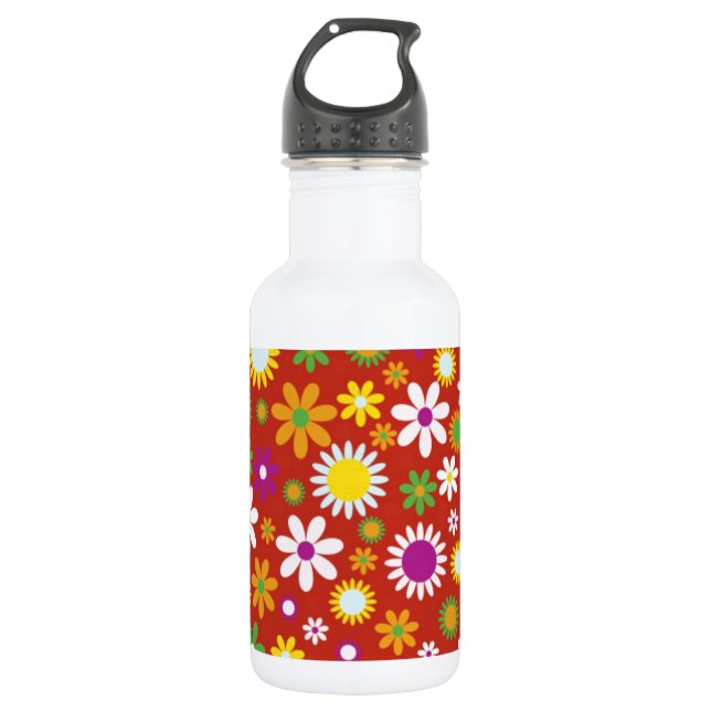 Botella De Agua Arte floral rojo (Anverso)