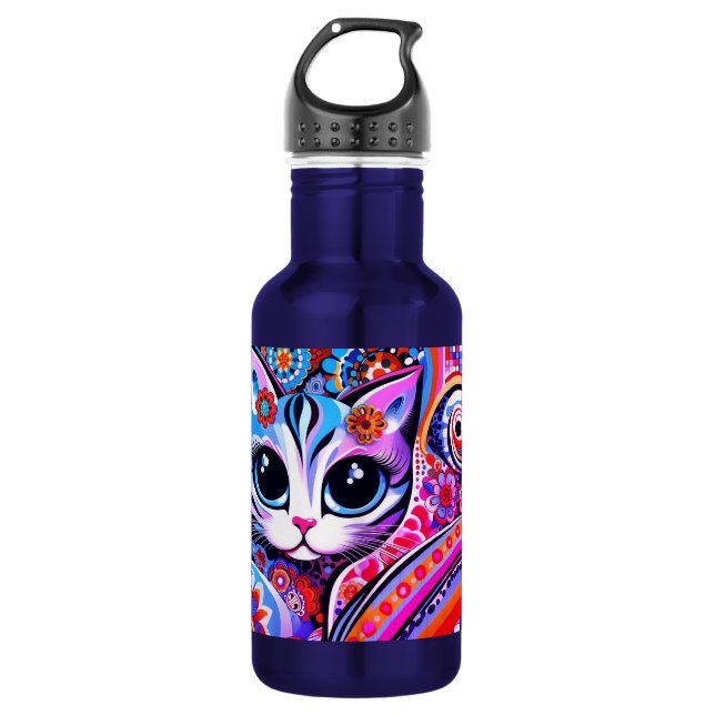 Botella De Agua Arte folclórico mexicano Resumen estilo Gato gitan (Anverso)