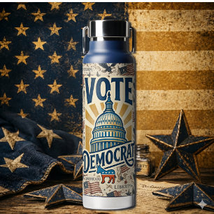 Botella De Agua Arte Folclórico Patriótico Americano Antiguo Vota 