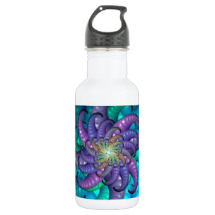 Botella De Agua Arte fractal de anémona marina abstracta