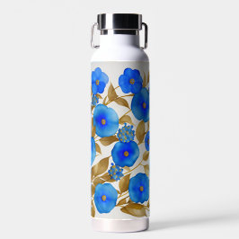 Botella De Agua Arte generado por IA *Diseño floral azul*