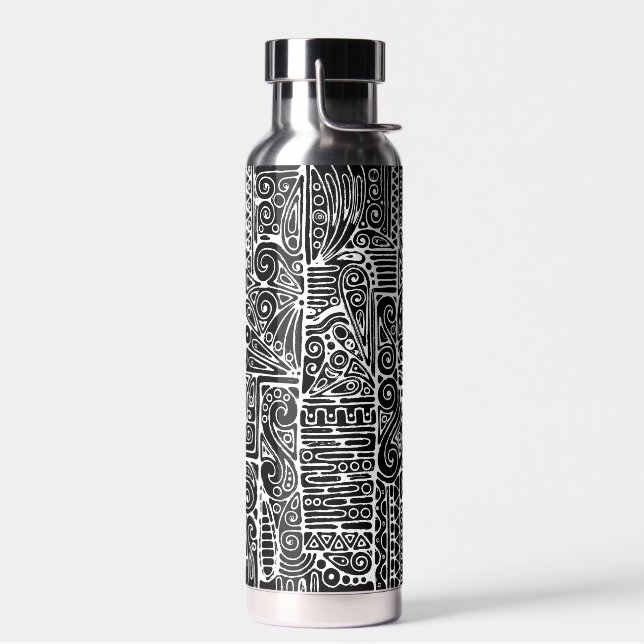 Botella De Agua Arte geométrico en blanco y negro 2 (Izquierdo)