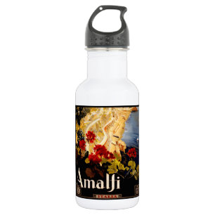 Botella De Agua Arte gráfico de póster de viaje vintage Amalfi Ita