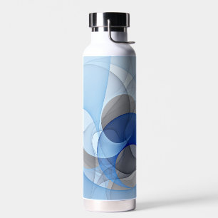 Botella De Agua Arte gráfico fractal abstracto azul gris moderno