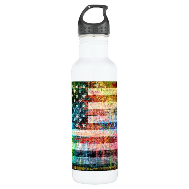 Botella De Agua Arte gruñón de bandera estadounidense #3 (Anverso)
