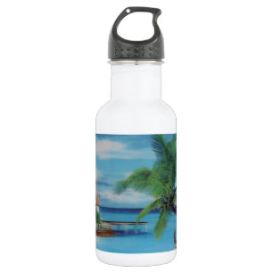Botella De Agua Arte Impreso Escena de Playa Tropical