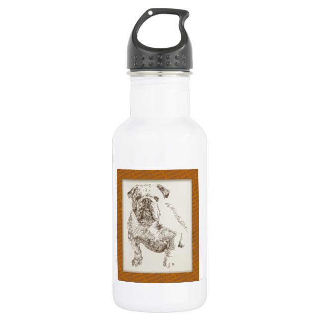 Botella De Agua Arte inglés del perro del bulldog extraído de (Anverso)