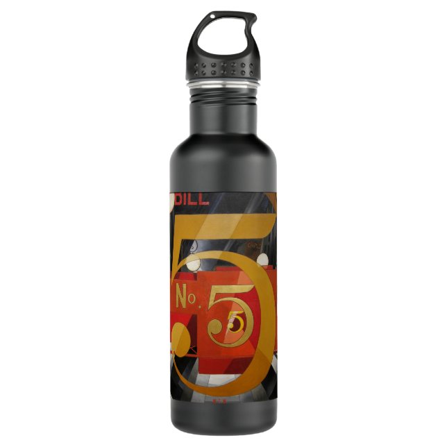Botella De Agua Arte moderno Cubista Demuth Figura 5 en Oro (Anverso)