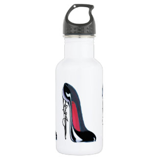 Botella De Agua Arte negro del zapato del estilete del talón del