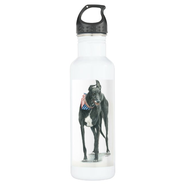 Botella De Agua Arte patriótico del perro del galgo (Anverso)