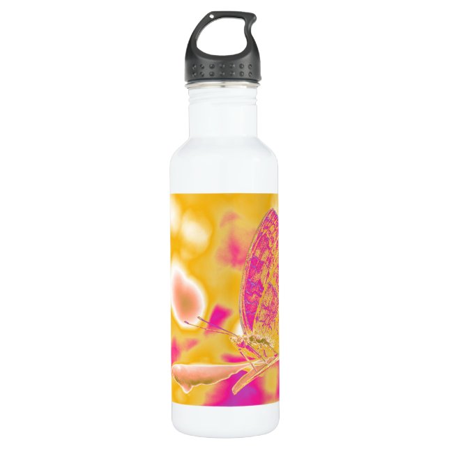 Botella De Agua Arte pop Belleza mariposa en flor (Anverso)