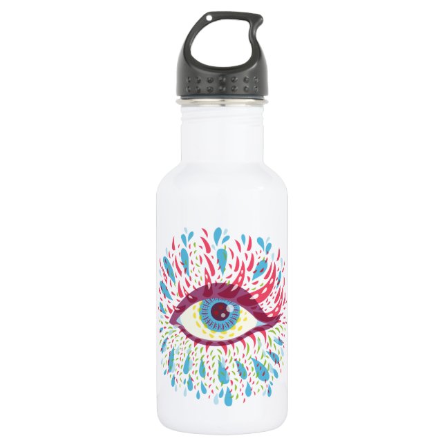 Botella De Agua Arte psicodélico en los ojos trippy (Anverso)