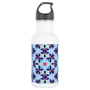 Botella De Agua Arte retro de patrón azul
