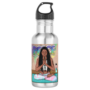 Botella De Agua Arte urbano   Bonito Mujer haciendo meditación