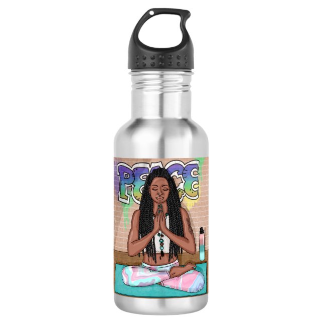 Botella De Agua Arte urbano | Bonito Mujer haciendo meditación (Anverso)