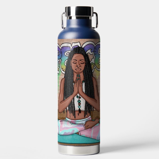 Botella De Agua Arte urbano | Bonito Mujer haciendo meditación (Delantero)