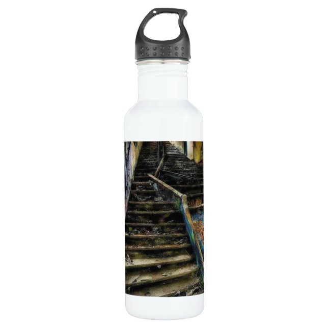 Botella De Agua Arte urbano en escaleras Edificio abandonado (Anverso)