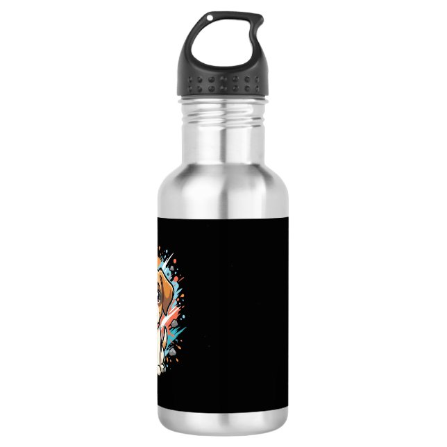 Botella De Agua Arte vectorial de salpicaduras de pintura de perro (Anverso)