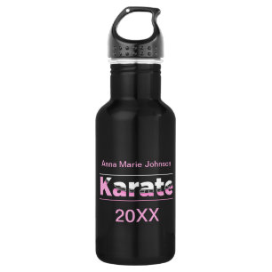 Botella De Agua Artes marciales rosadas de karate tipografía moder