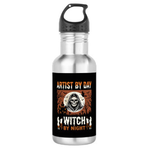 Botella De Agua Artista de Halloween por Día Bruja por Noche Diseñ
