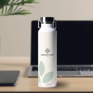 Botella De Agua Asesor de Salud Conductual Crema Hoja Verde Salvia