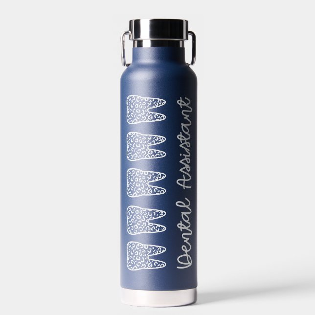 Botella De Agua Asistente Dental Personalizada Estampado de Leopar (Delantero)