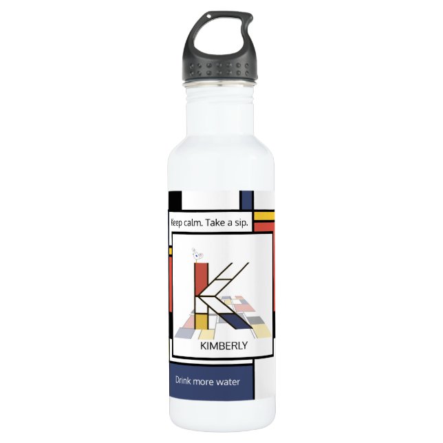 Botella De Agua Asombroso Neoplastismo Monograma de Arte. Letra K (Anverso)