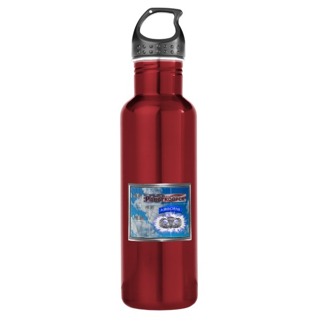 Botella De Agua Asombroso paracaidista y bandera estadounidense (Anverso)