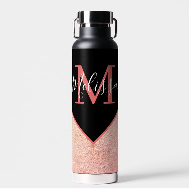 Botella De Agua Aspecto de cuero rosa personalizado (Delantero)