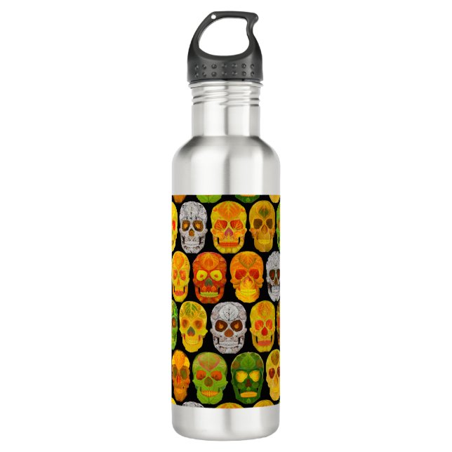Botella De Agua Aspen Leaf Skulls sin fisuras patrón 2018 (Anverso)