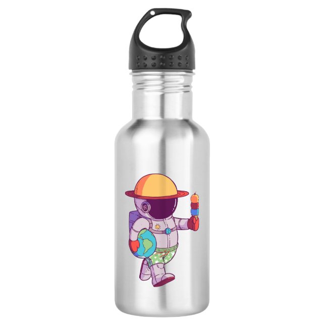 Botella De Agua Astronauta, Planetas Divertidos (Anverso)