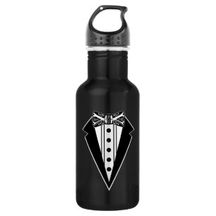 Botella De Agua Ataque de remolque negro y blanco con tux
