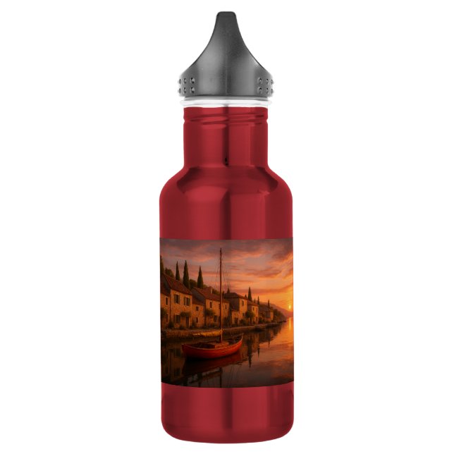 Botella De Agua Atardecer dorado sobre pueblo costero (Izquierda)