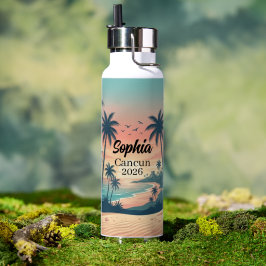 Botella De Agua Atardecer Tropical en Cancun Vintage 2026
