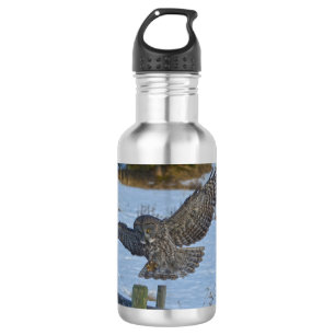 Botella De Agua Aterrizando gran lechuza gris y rapero de vida sal