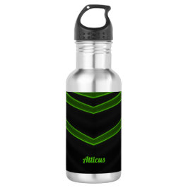 Botella De Agua ATTICUS ~ Negro y Verde Fluoro