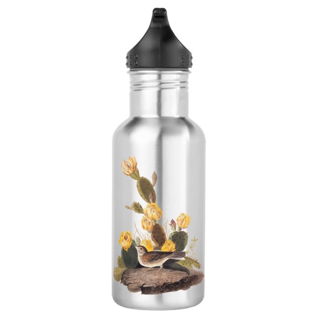 Botella De Agua Audubon Vesper Sparrow y Pricky Pear Cactus (Derecha)