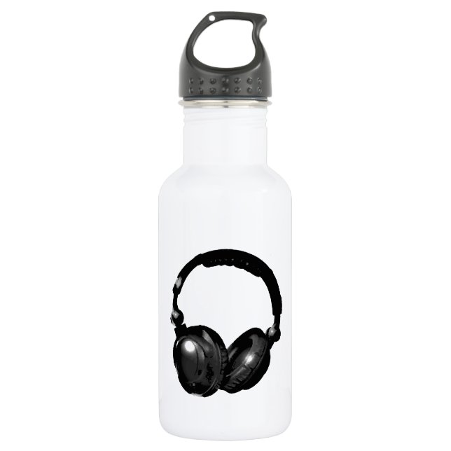 Botella De Agua Auriculares de arte pop blanco y negro (Anverso)