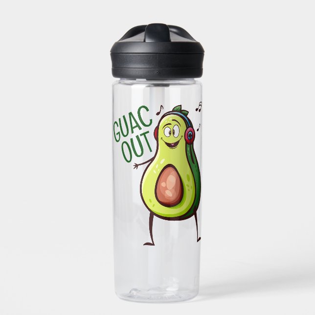 Botella De Agua Auriculares divertidos de aguacate musicales (Delante)