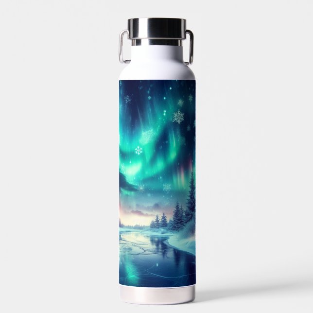 Botella De Agua aurora borealis/Navidades/invierno (Delantero)