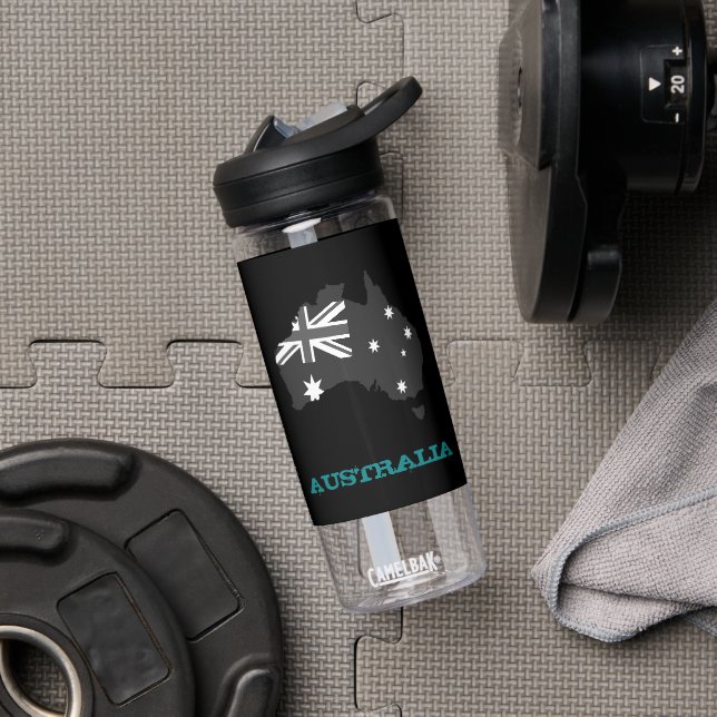 Botella De Agua Australia Fitness y el escudo de armas australiano (Gimnasio)