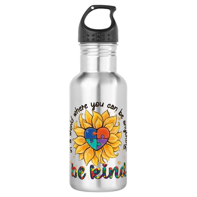 Botella De Agua Autismo El Girasol Ser Amable (Anverso)